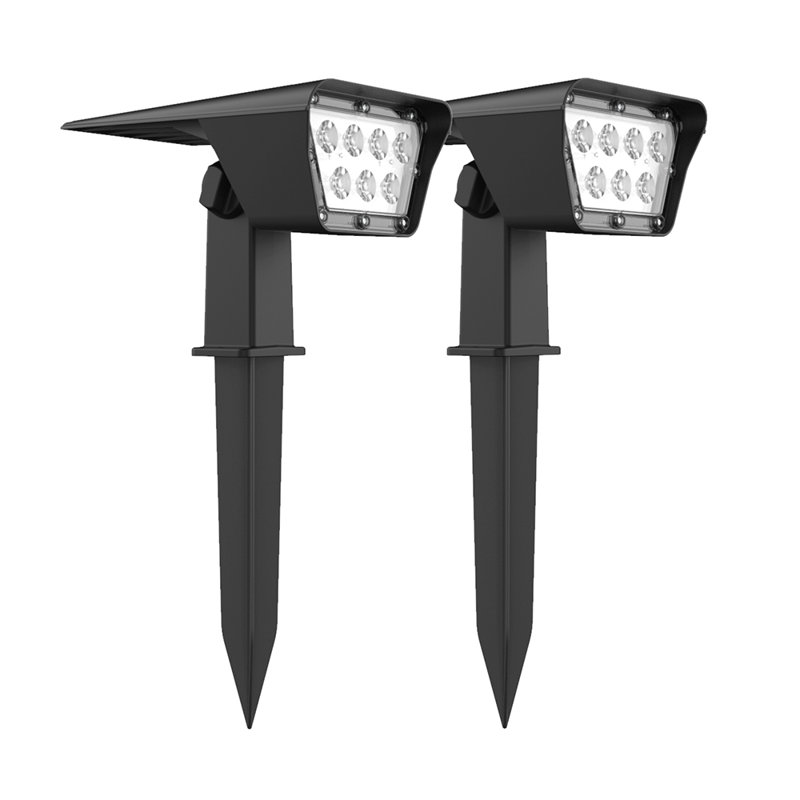 Black Low Voltage Solar Powered Integrated LED Spot Light (Set of 2 ...