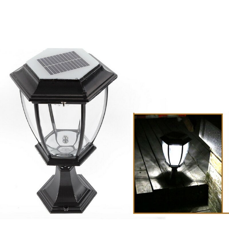 Black Solar Powered Integrated LED Metal Fence Post Cap Light - Outdoor ...