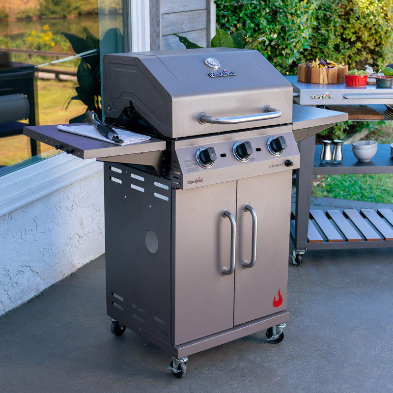 Char Broil Performance Series 3 Burner Propane Gas Grill Cabinet Outdoor Furniture Zone 3724