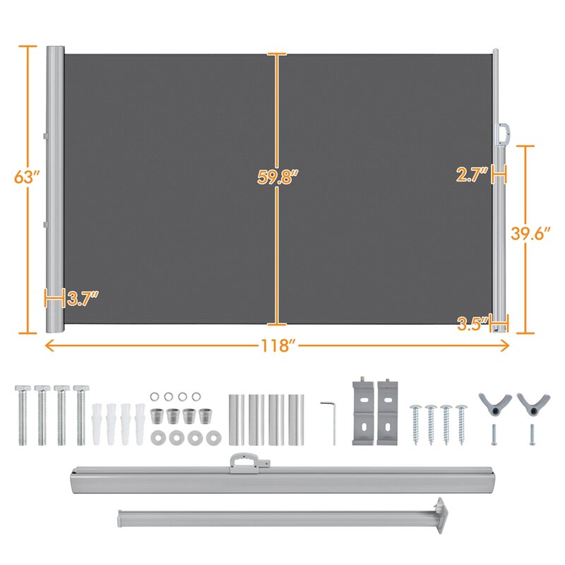 Manual Retraction Side Awning in Dark Gray - Outdoor Furniture Zone